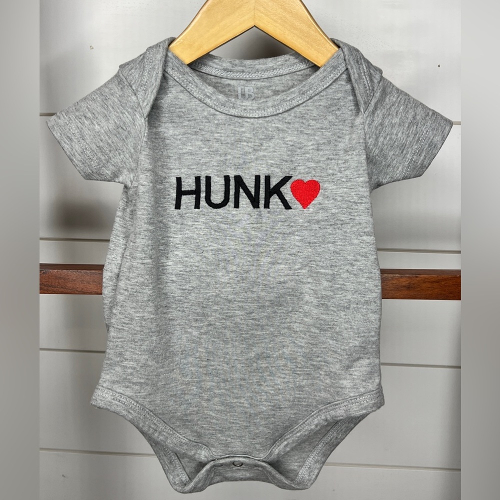 ❤️ ‘HUNK’ Gray Baby Onesie